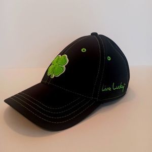 Women's Black Clover Black and Green Fitted Hat Size Large
